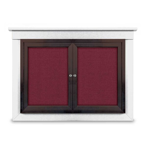60"x36" 2-Door Enclosed Letterboard, Header, Black Felt/Walnut
